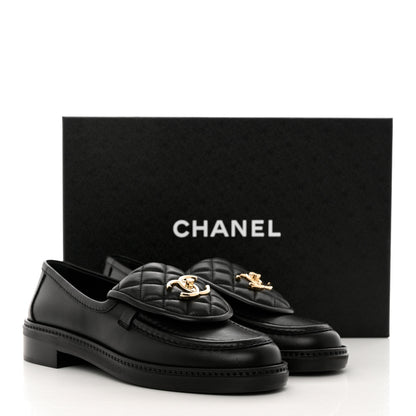 Chanel Lambskin Quilted CC Turnlock Loafers 36.5 Black 9 of 9