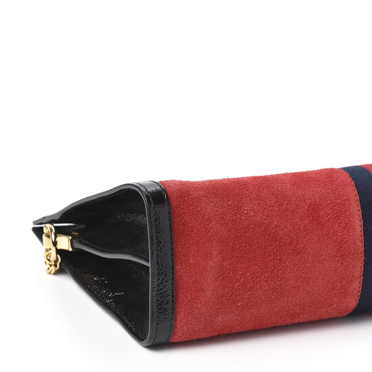 Suede Patent Web Medium Ophidia Chain Shoulder Bag Hibiscus Red Black