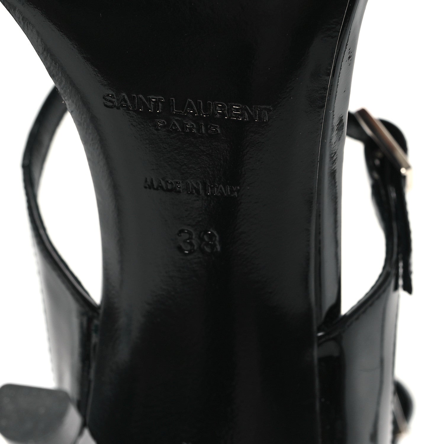 Saint Laurent Patent Calfskin Dita 110 Sandals 38 Black 7 of 10