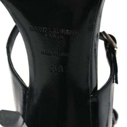 Saint Laurent Patent Calfskin Dita 110 Sandals 38 Black 7 of 10