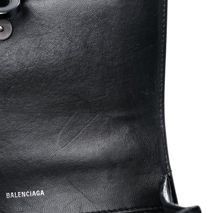 Balenciaga Shiny Calfskin Monochrome Crocodile Embossed Small Hourglass Top Handle Bag Black 12 of 15