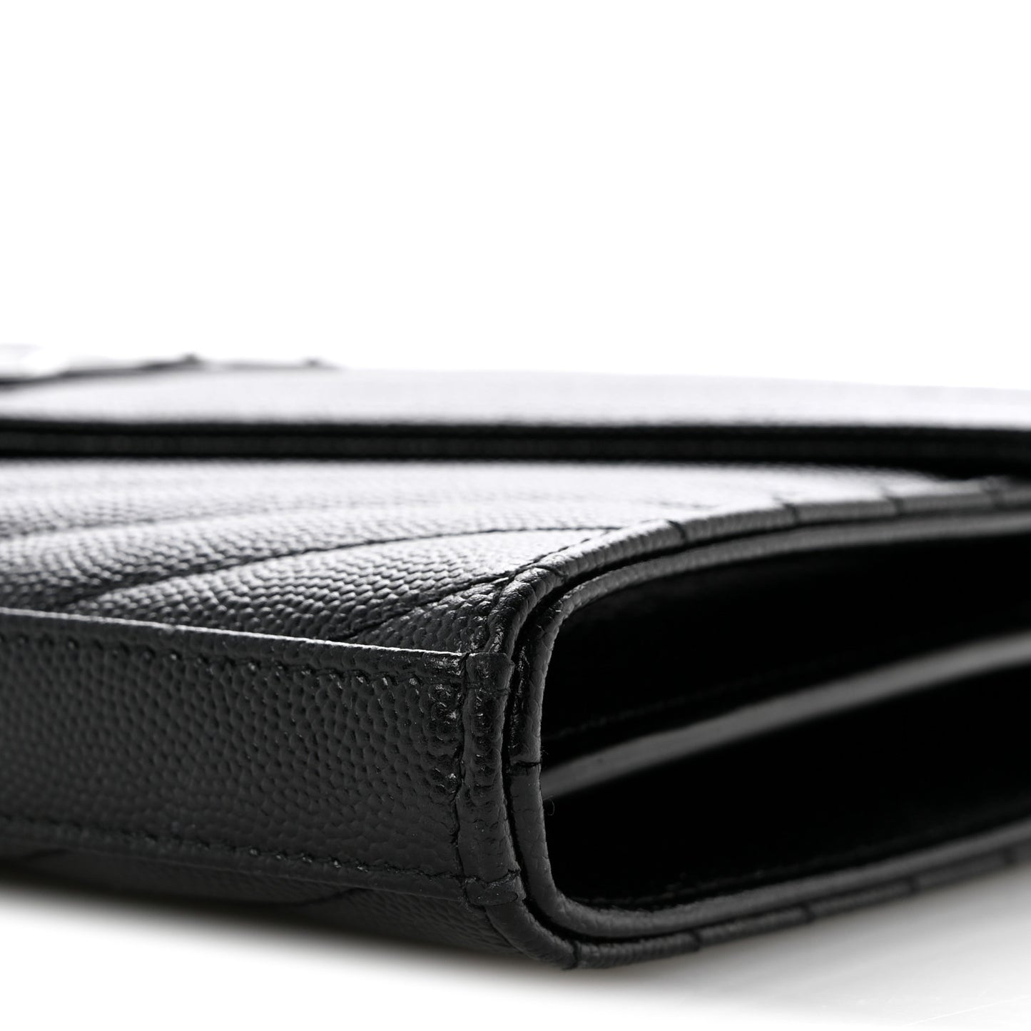 Grain De Poudre Matelasse Chevron Monogram Monochrome Chain Wallet Black