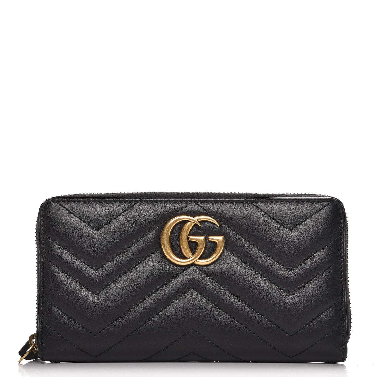 Calfskin Matelasse GG Marmont Zip Around Wallet Black