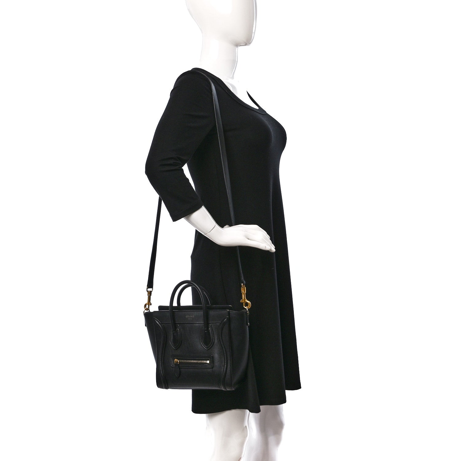 Celine Smooth Calfskin Nano Luggage Black 2 of 13