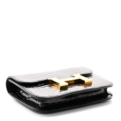 Hermes Shiny Alligator Constance Slim Wallet Black 4 of 8