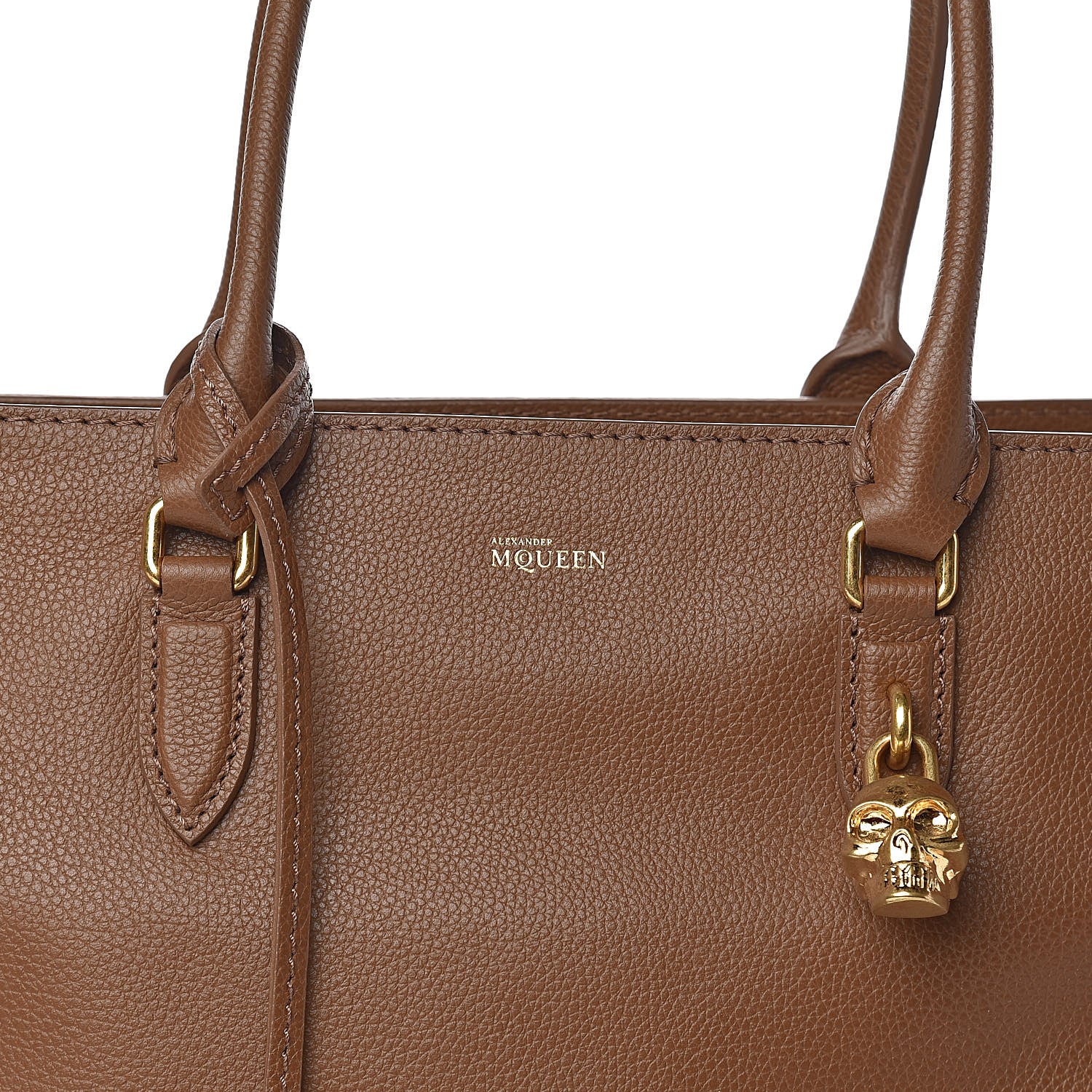 Alexander McQueen Pebbled Calfskin Large Skull Padlock Zip Around Tote Cuoio 11 of 11
