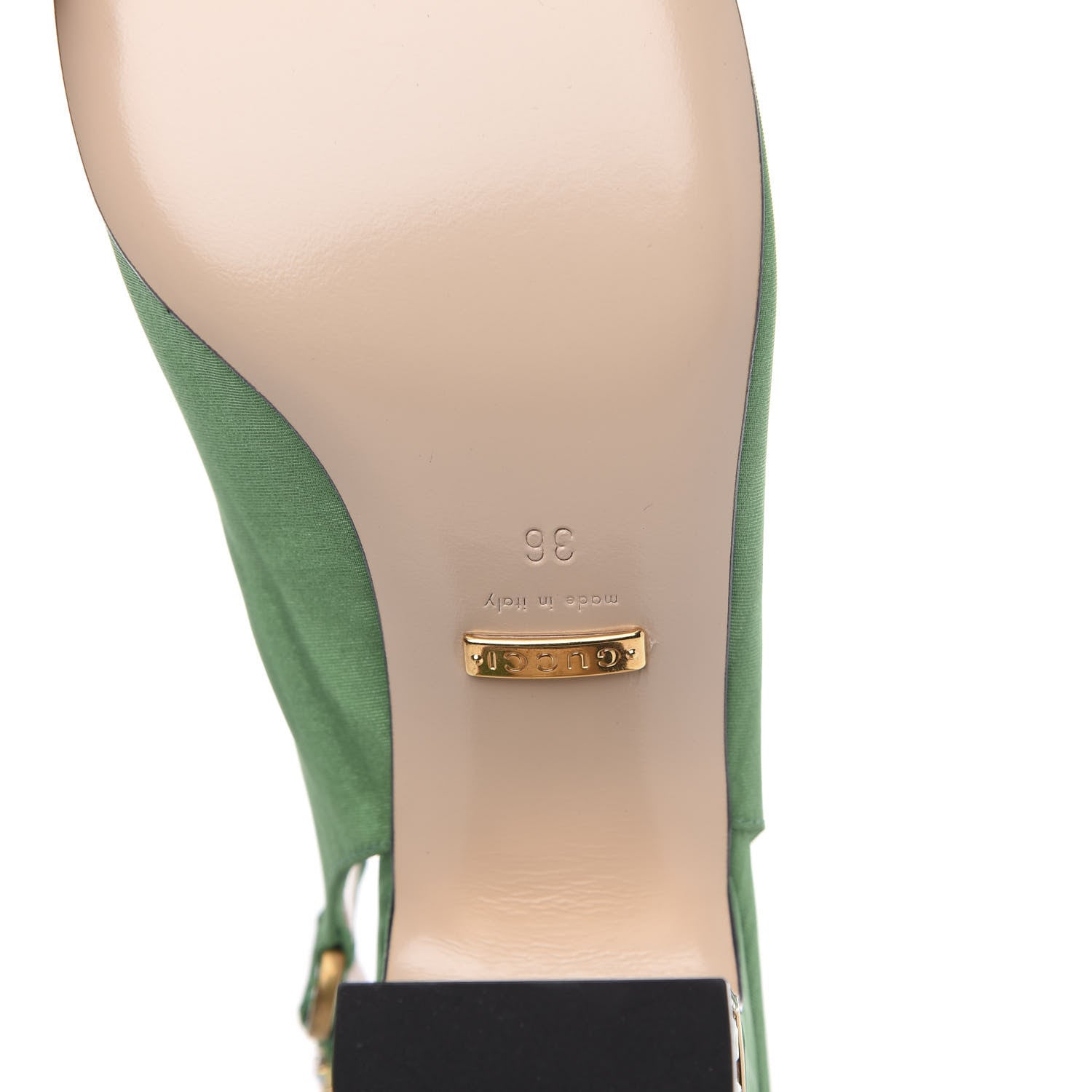 Gucci Moire Fabric Crystal Square G Madelyn Slingbacks 36 New Shamarock 7 of 10