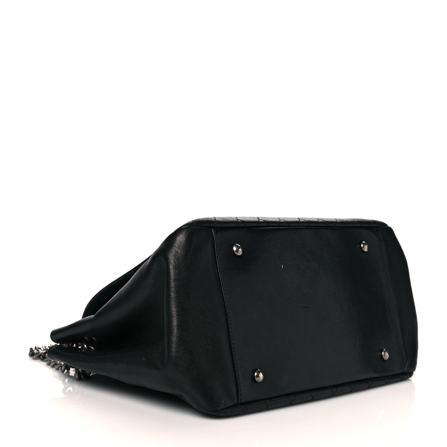 Lambskin Quilted Accordion Boy Flap Black