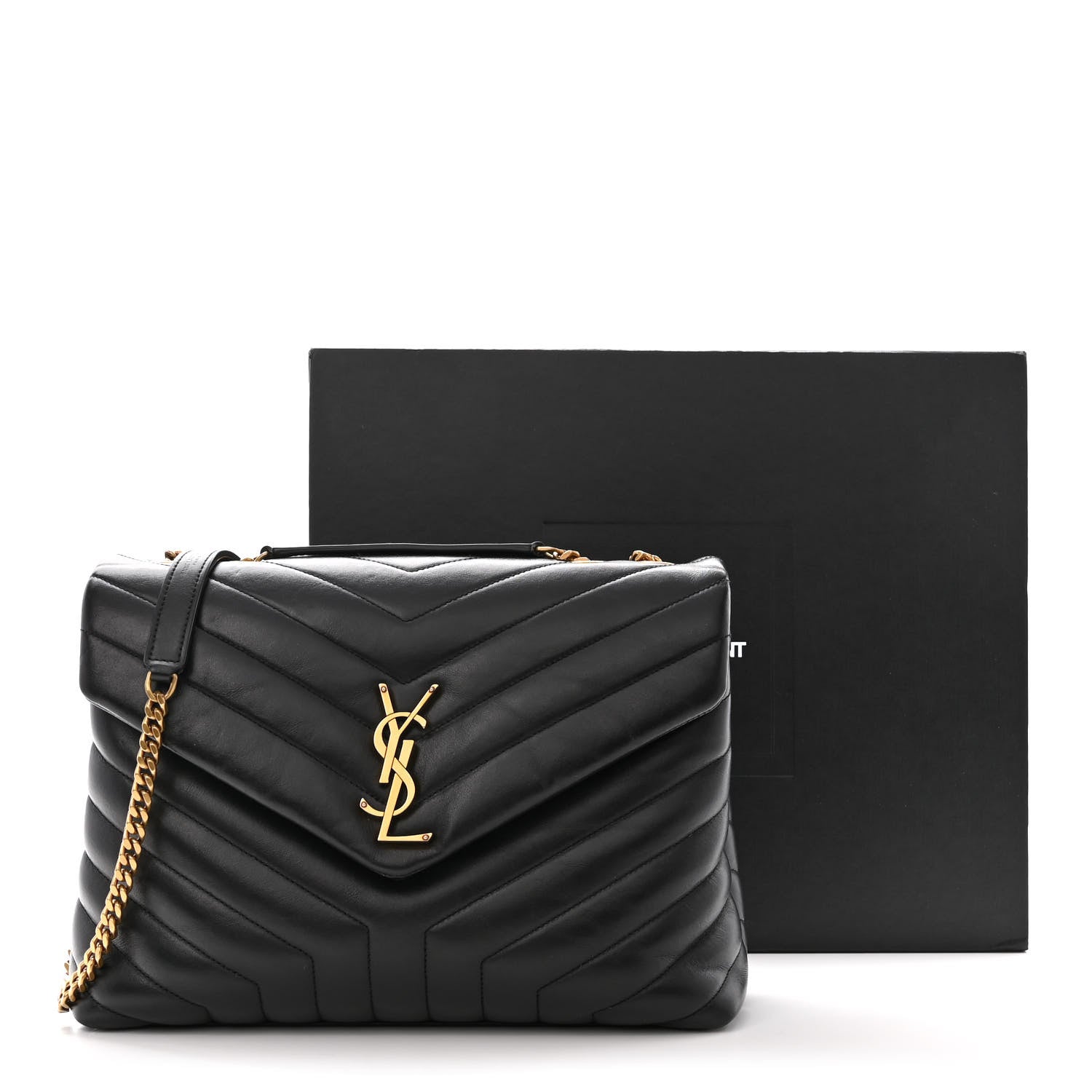 Saint Laurent Calfskin Y Quilted Monogram Medium Loulou Chain Satchel Black 15 of 15