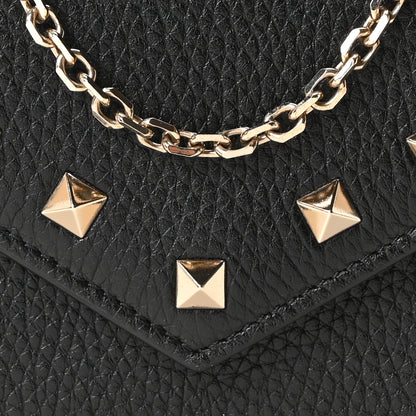 Valentino Garavani Pebbled Calfskin Rockstud Envelope Wallet on Chain Black 7 of 9