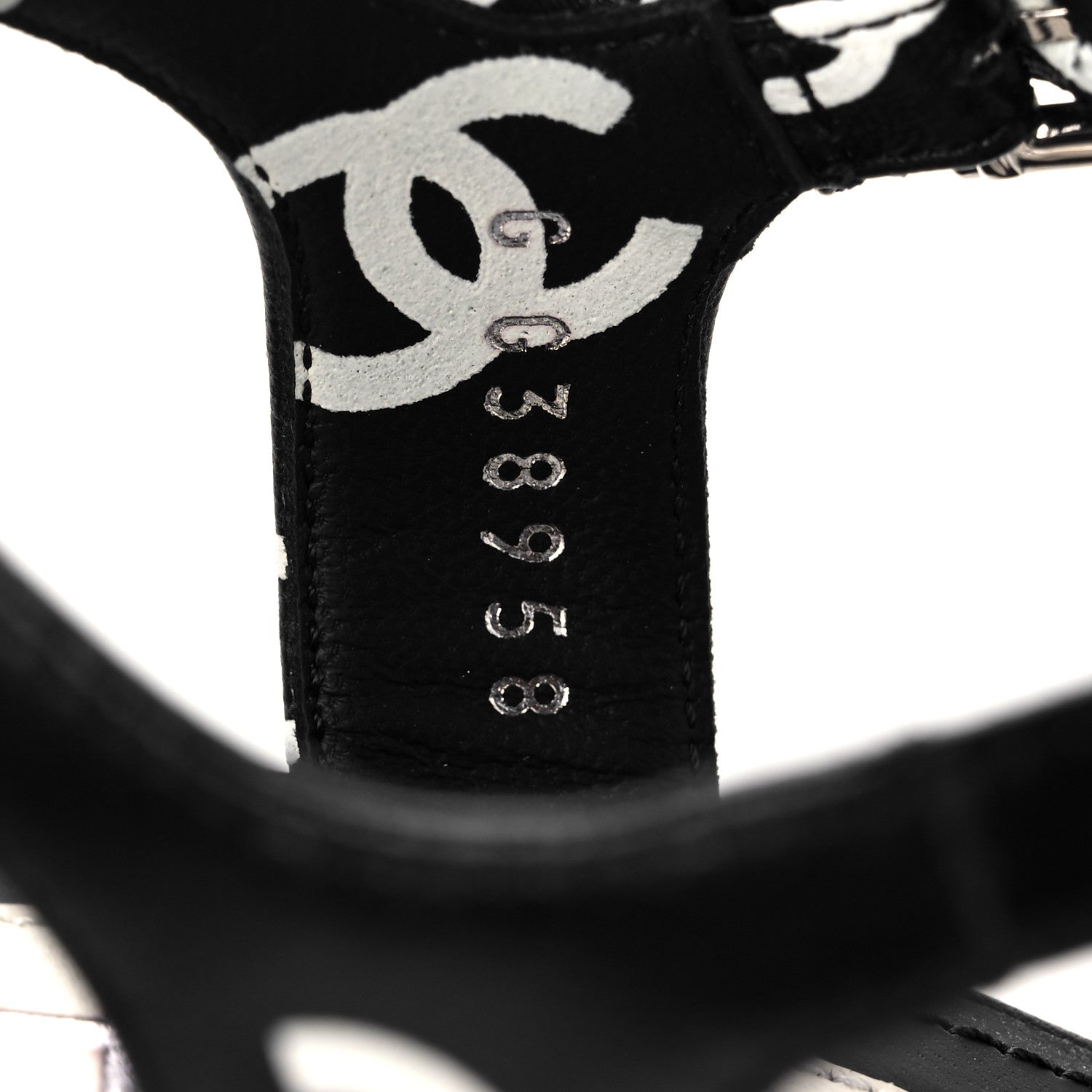 Chanel Printed Lambskin CC Platform Sandals 36 Black White 8 of 9