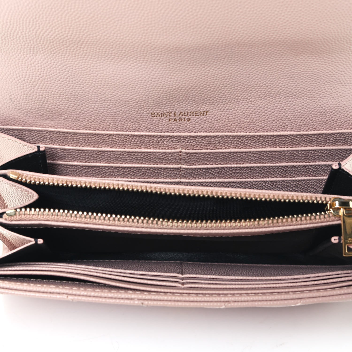 Saint Laurent Grain De Poudre Matelasse Chevron Monogram Flap Wallet Pale Blush 4 of 4