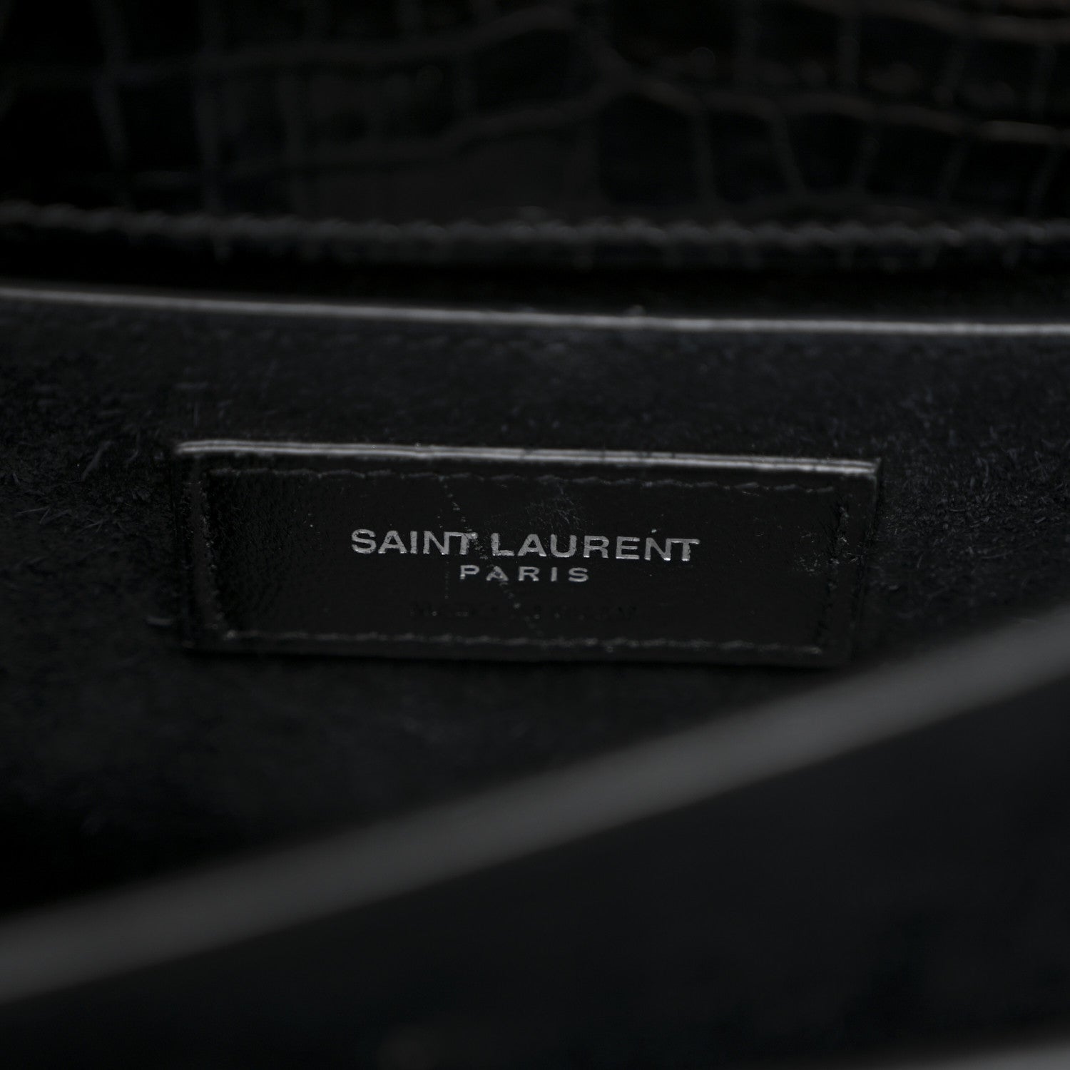 Saint Laurent Calfskin Crocodile Embossed Medium Monogram Sunset Black 7 of 14