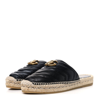 Gucci Nappa Matelasse GG Marmont Espadrille Slippers 37.5 Black 4 of 11
