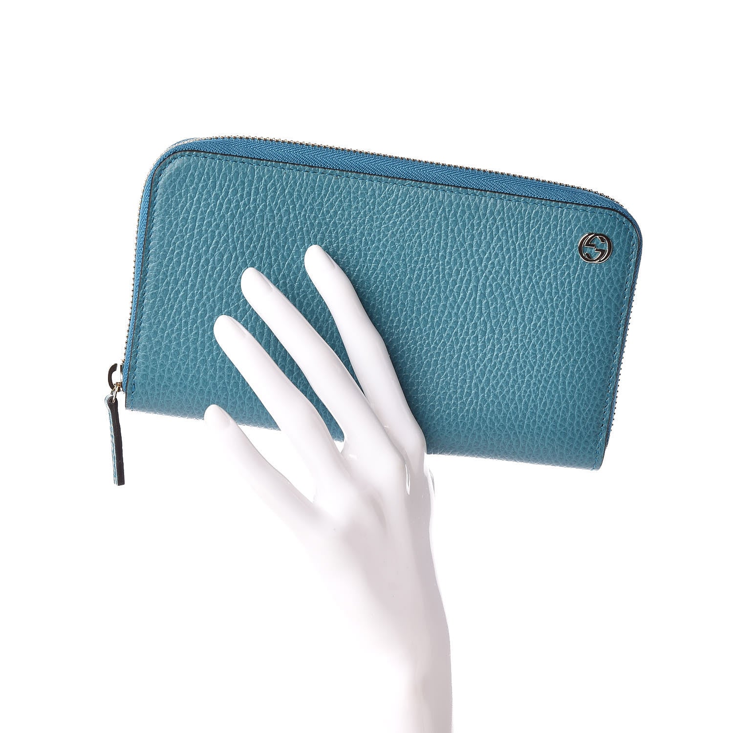 Gucci Dollar Calfskin GG Zip Around Wallet Deep Cobalt 2 of 8