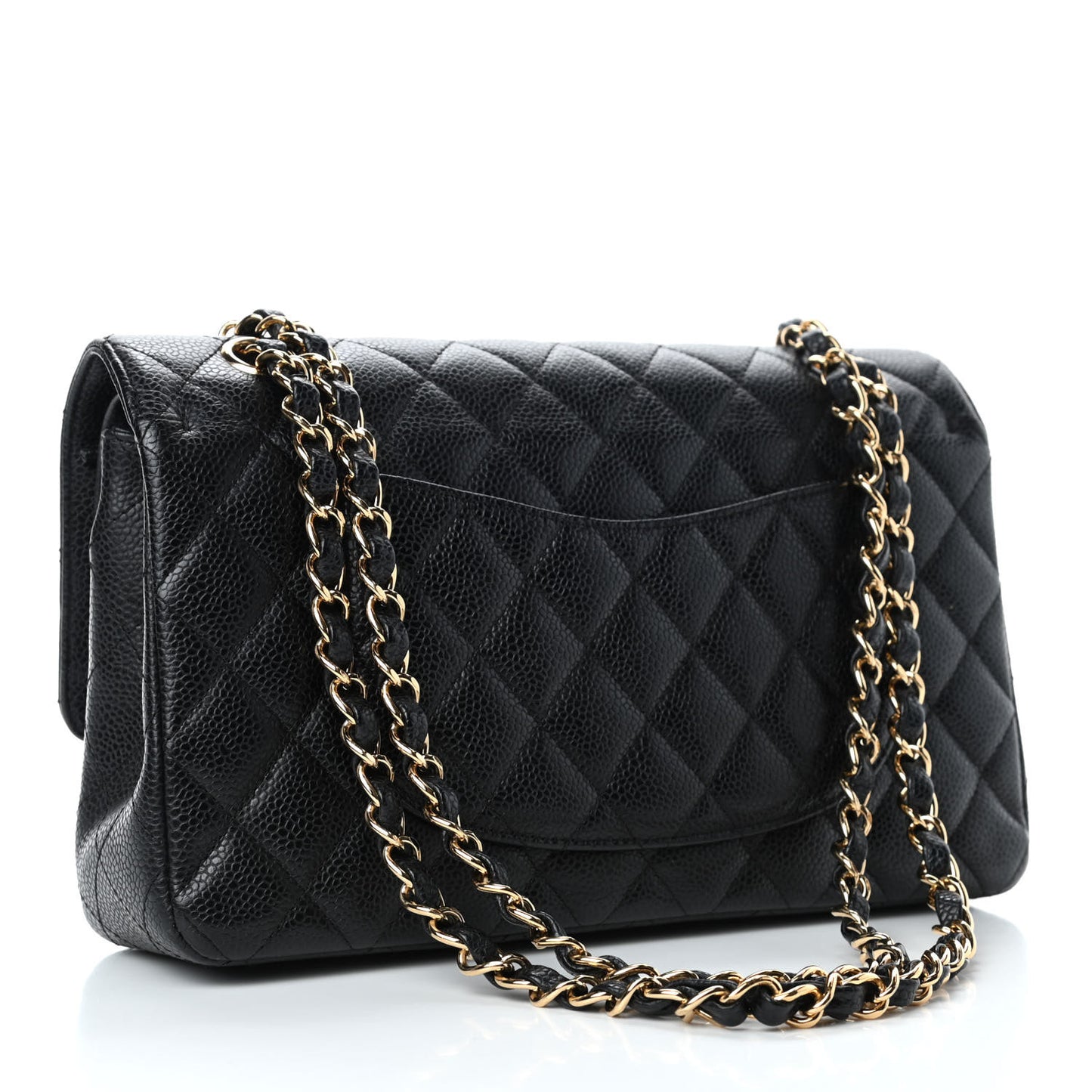 Caviar Quilted Medium Double Flap Black