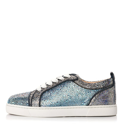 Christian Louboutin Metallic Strass Louis Junior Flat Sneakers 35 Silver AB 1 of 11