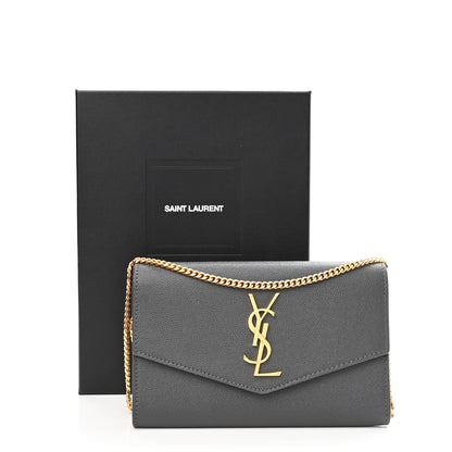 Saint Laurent Grain De Poudre Uptown Chain Wallet Storm 12 of 12