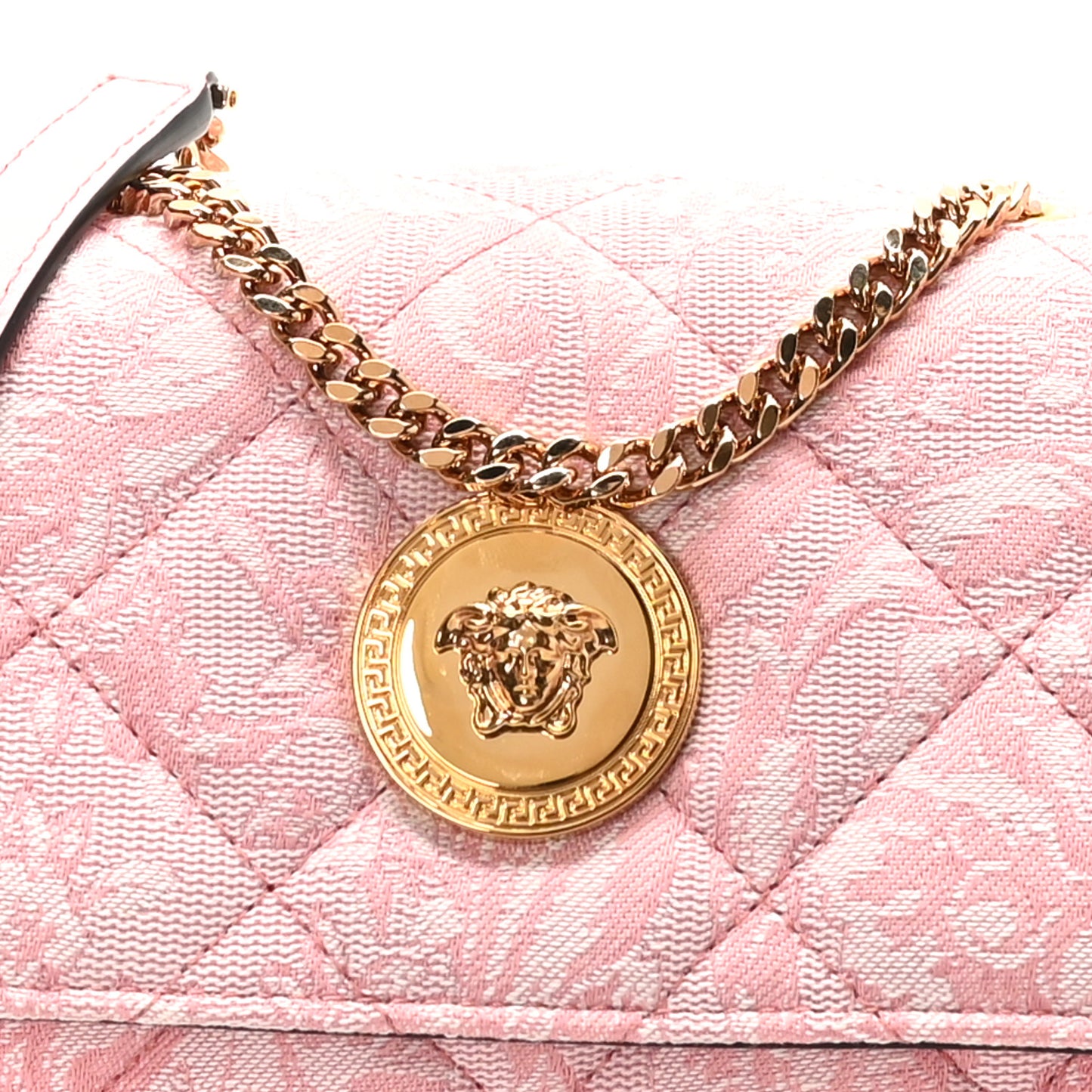 Baroque Jacquard Quilted Small Medusa Shoulder Bag Baby Pink