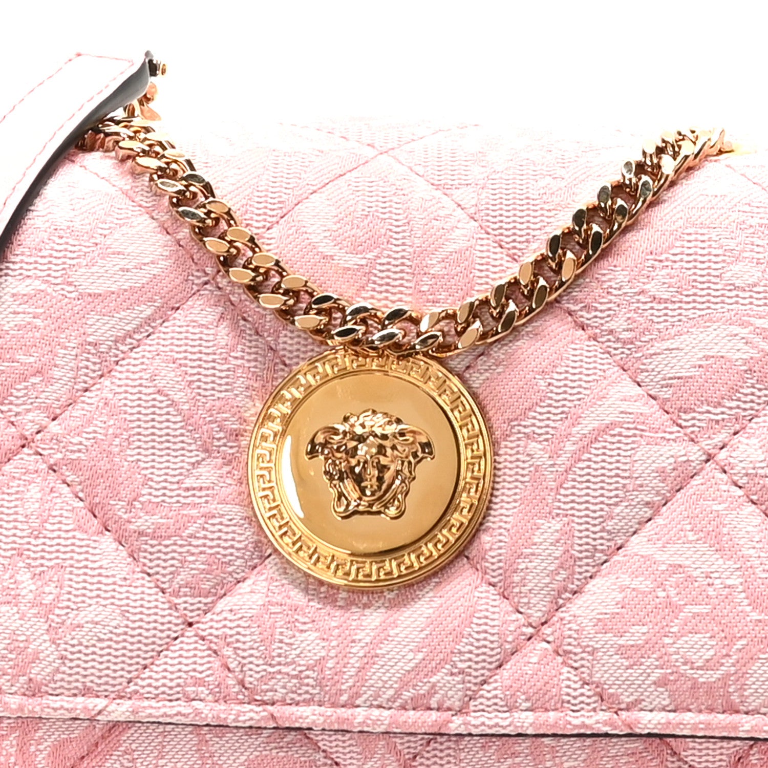 Versace Baroque Jacquard Quilted Small Medusa Shoulder Bag Baby Pink 7 of 9