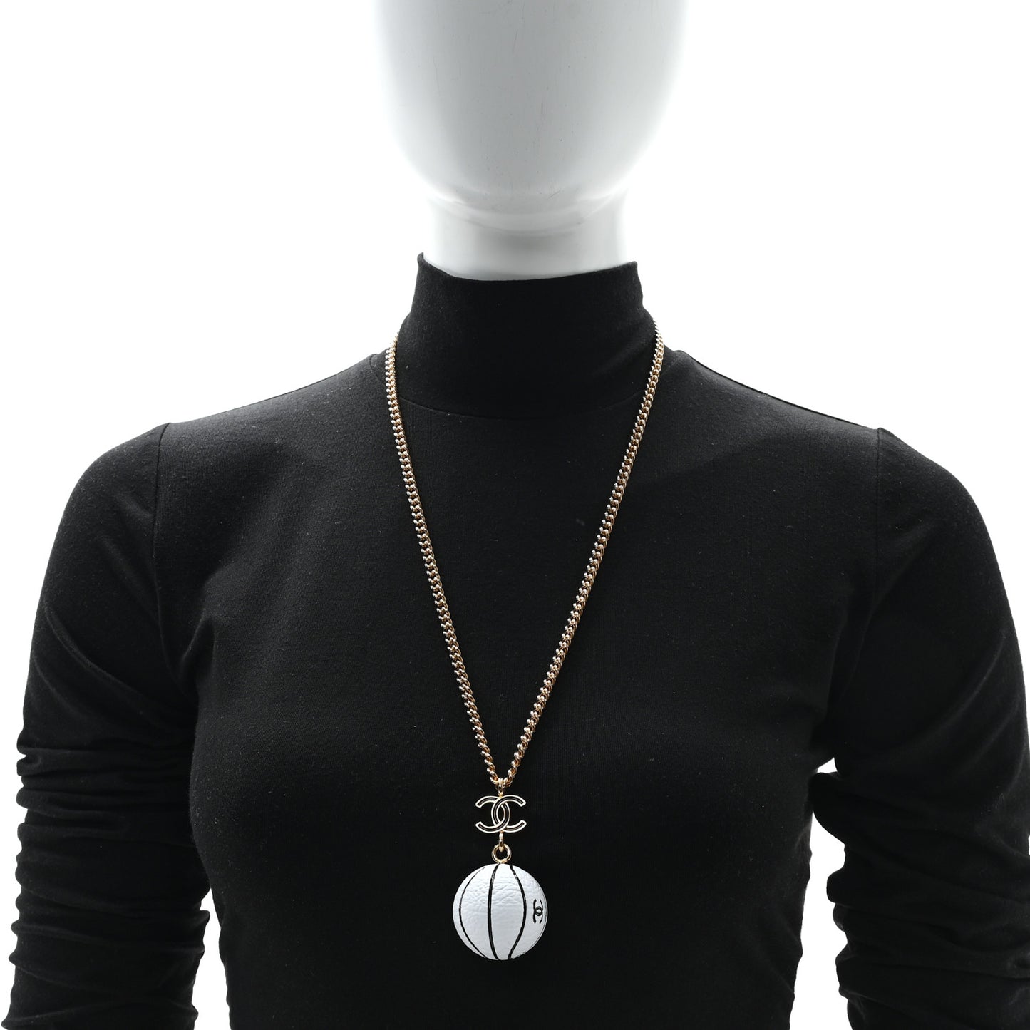 Resin CC Basketball Necklace Gold White