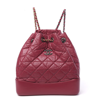 Chanel Aged Calfskin Quilted Small Gabrielle Backpack Dark Pink 1 of 10