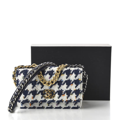 Chanel Tweed Quilted 19 Wallet On Chain WOC Ecru Navy Blue Multicolor 12 of 12