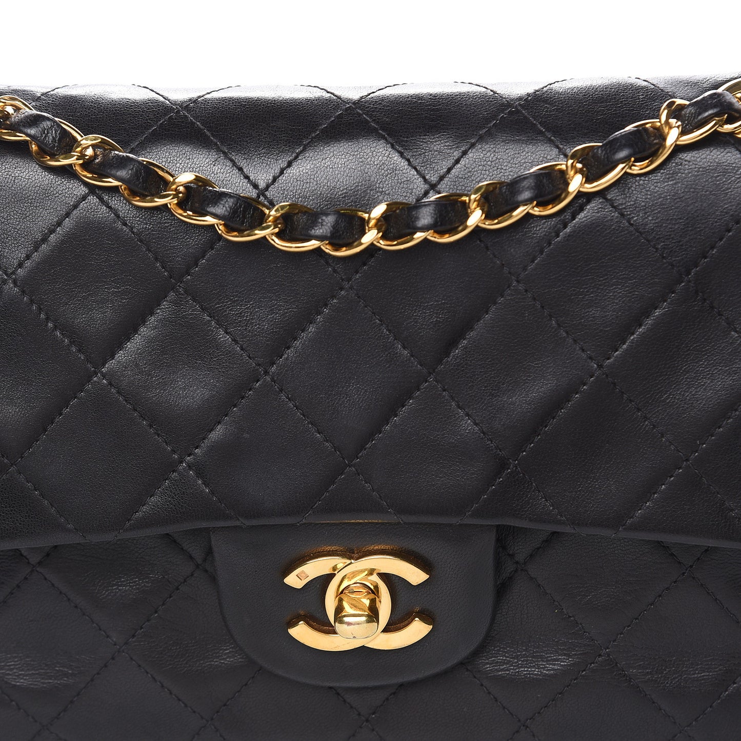 Lambskin Quilted Small Double Flap Black