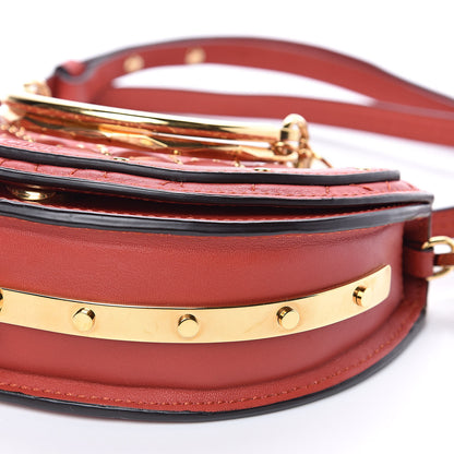 Chloe Calfskin Lambskin Small Quilted Studded Nile Bracelet Minaudiere Bag Sepia Red 8 of 12
