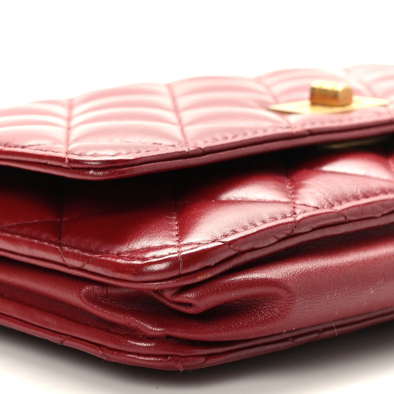 Chanel Aged Calfskin Quilted Reissue Wallet On Chain WOC Red 8 of 9