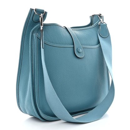 Hermes Taurillon Clemence Evelyne II GM Blue Jean 3 of 11