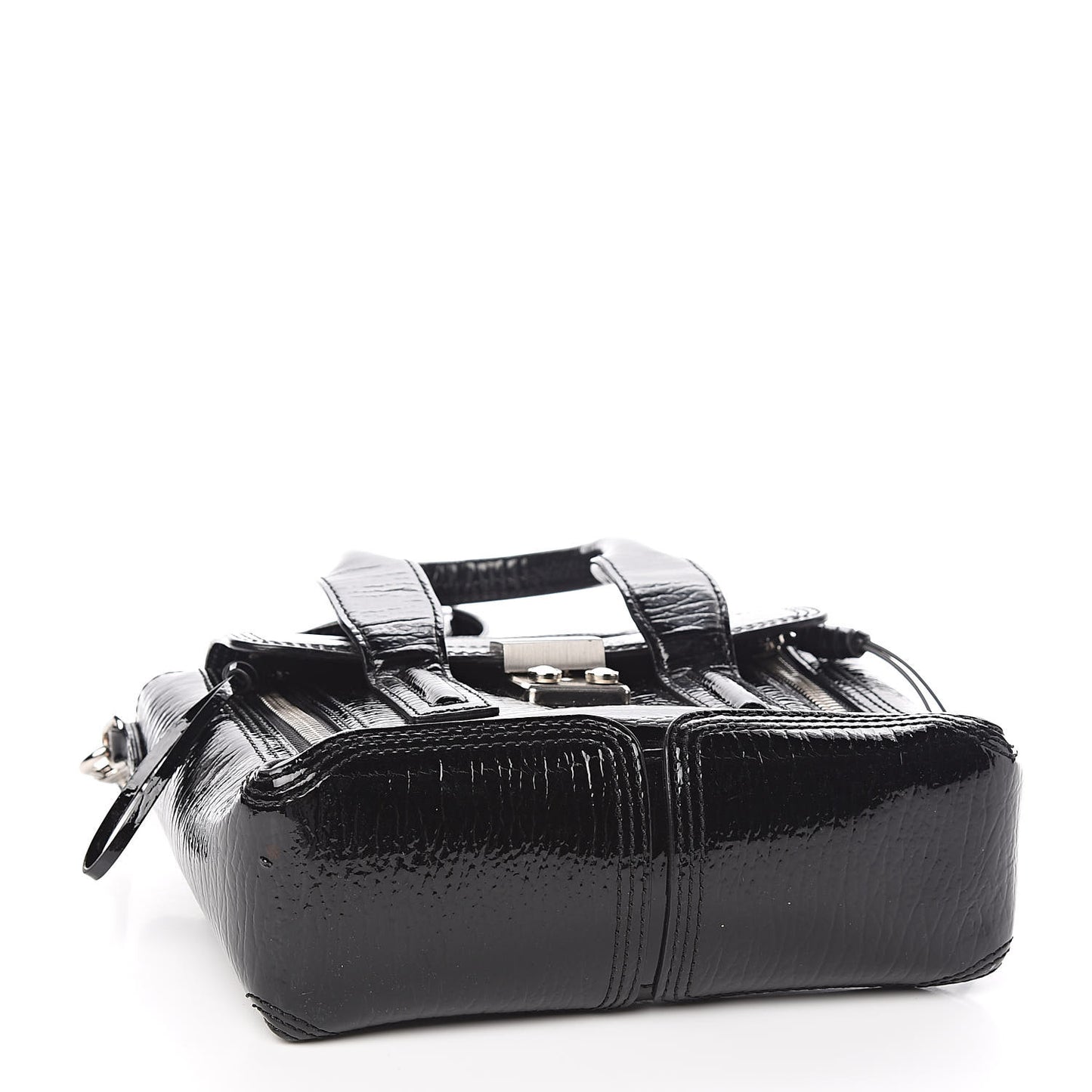 3.1 Textured Patent Mini Pashli Satchel Black