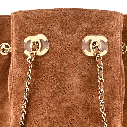 Chanel Suede Quilted Bucket Bag With Chain Camel 8 of 11