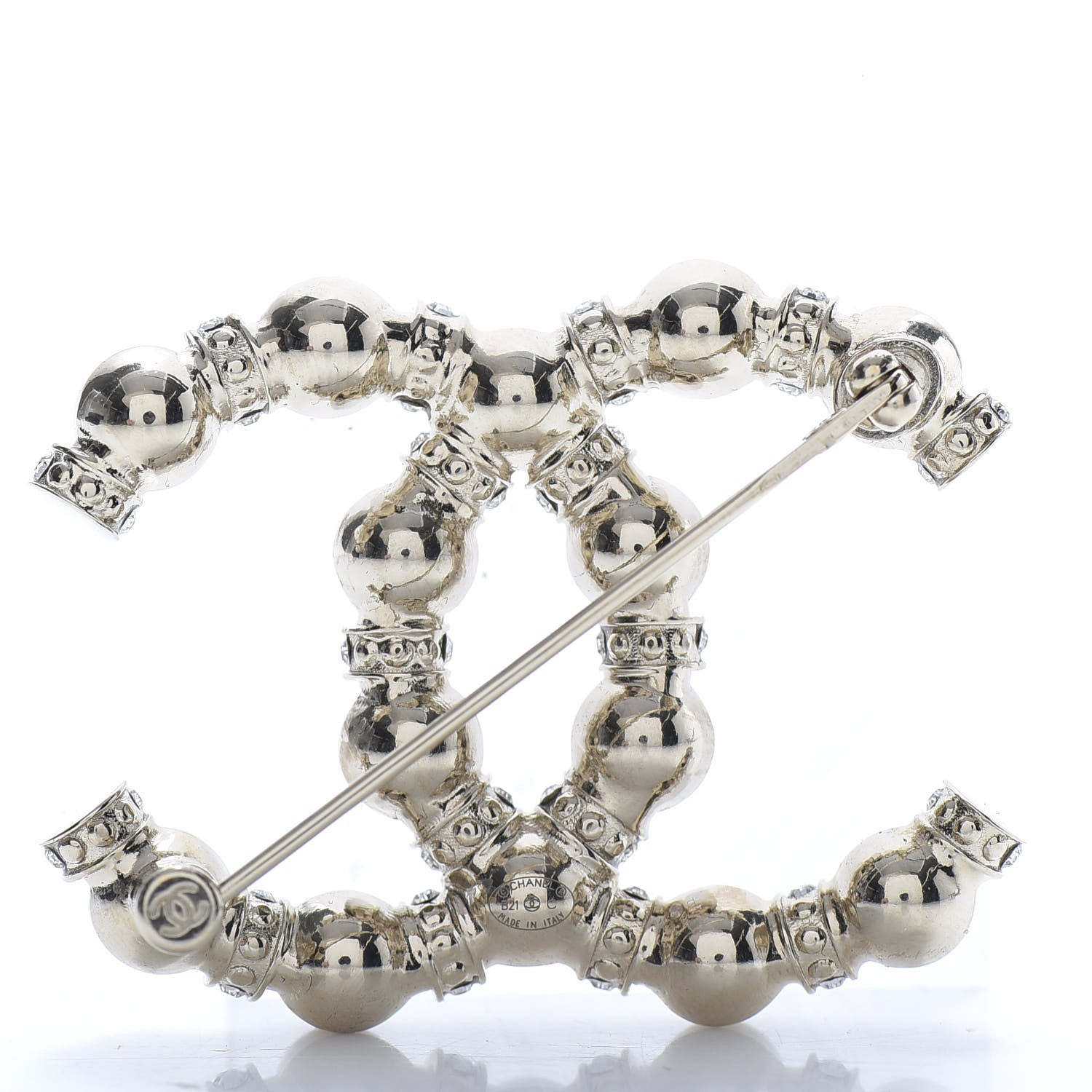 Chanel Pearl Crystal Nefertiti CC Brooch Gold 3 of 5