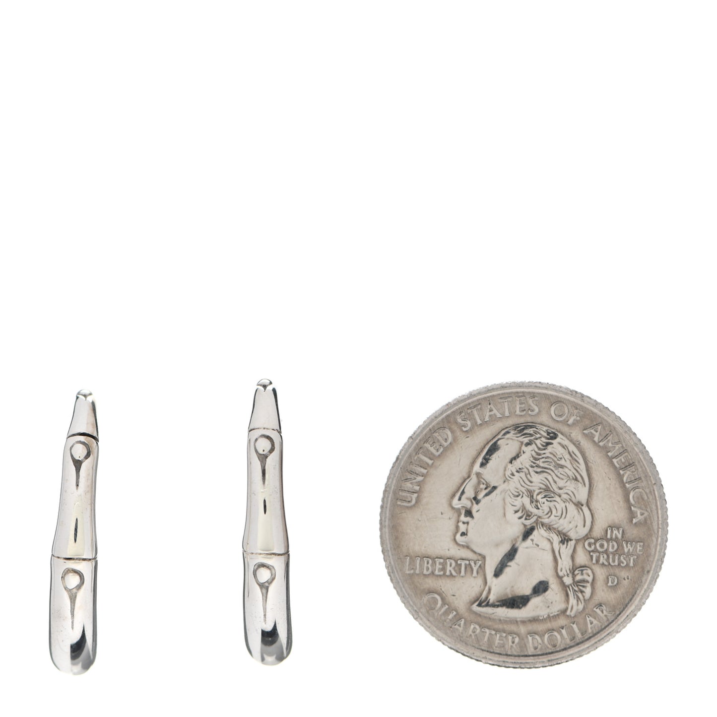 Sterling Silver Small Bamboo Drop Hoop Earrings