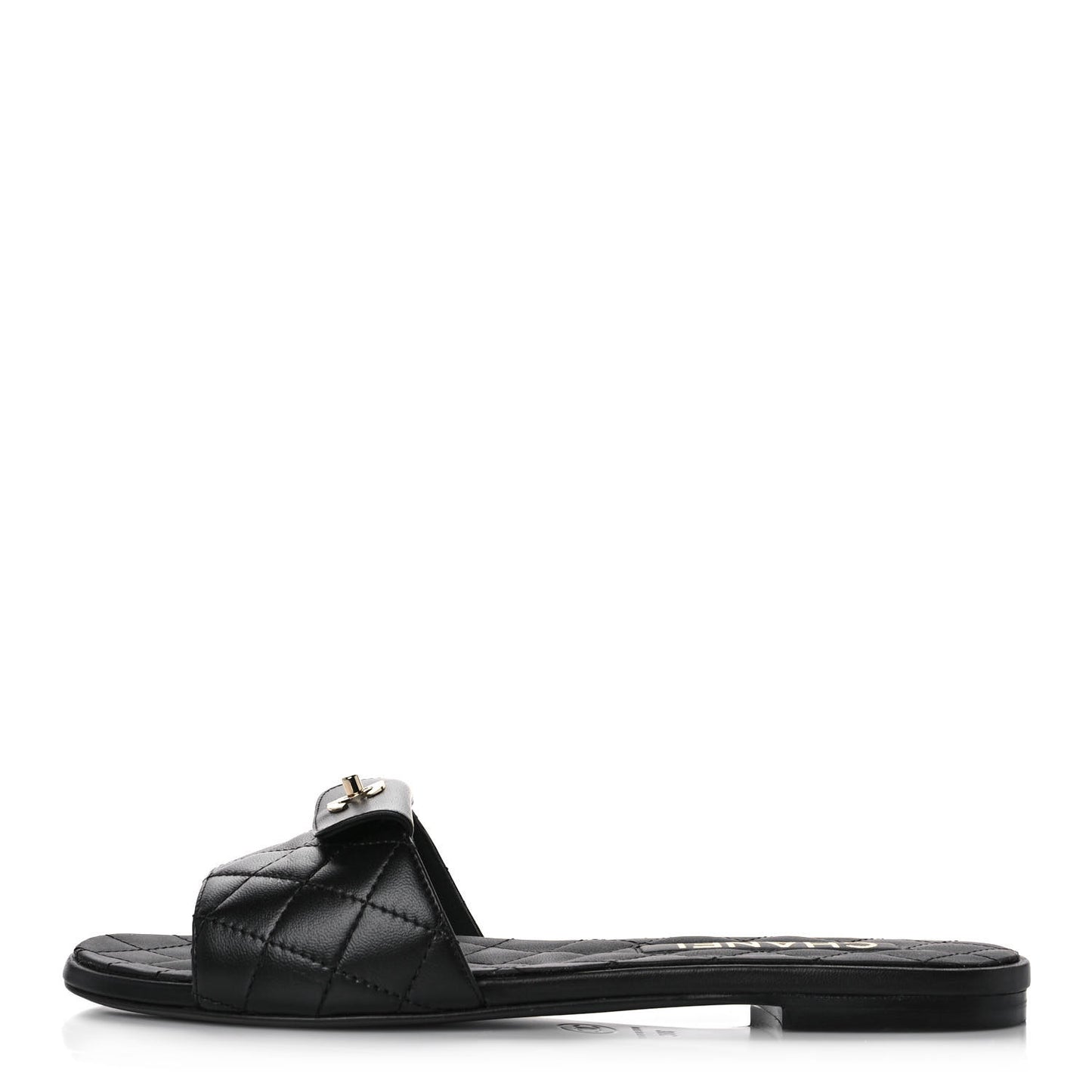 Lambskin Quilted CC Turnlock Sandals 38 Black