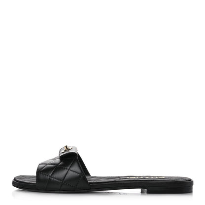 Chanel Lambskin Quilted CC Turnlock Sandals 38 Black 1 of 8