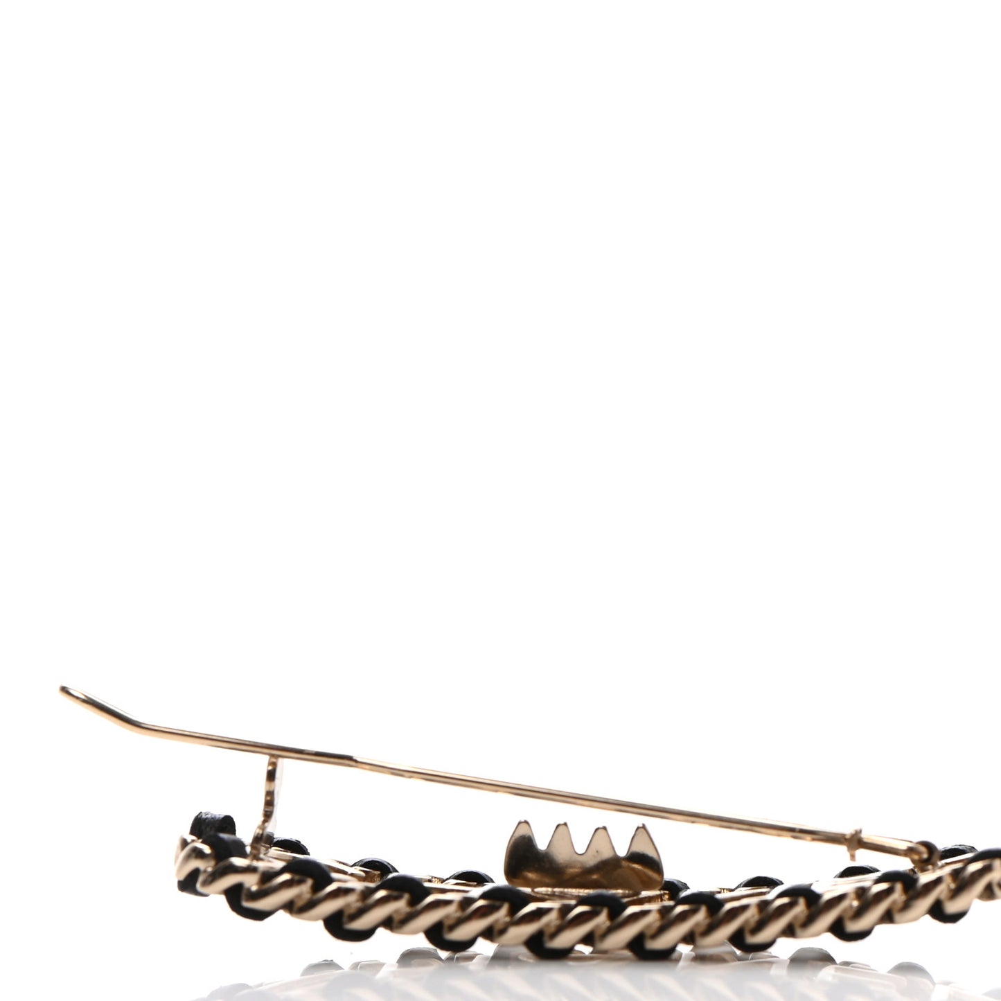Metal Lambskin Vintage Allure Logo Hair Clip Black Gold