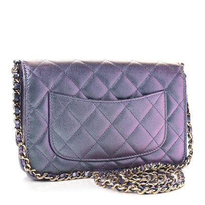 Chanel Iridescent Caviar Quilted Wallet On Chain WOC Dark Blue 3 of 10