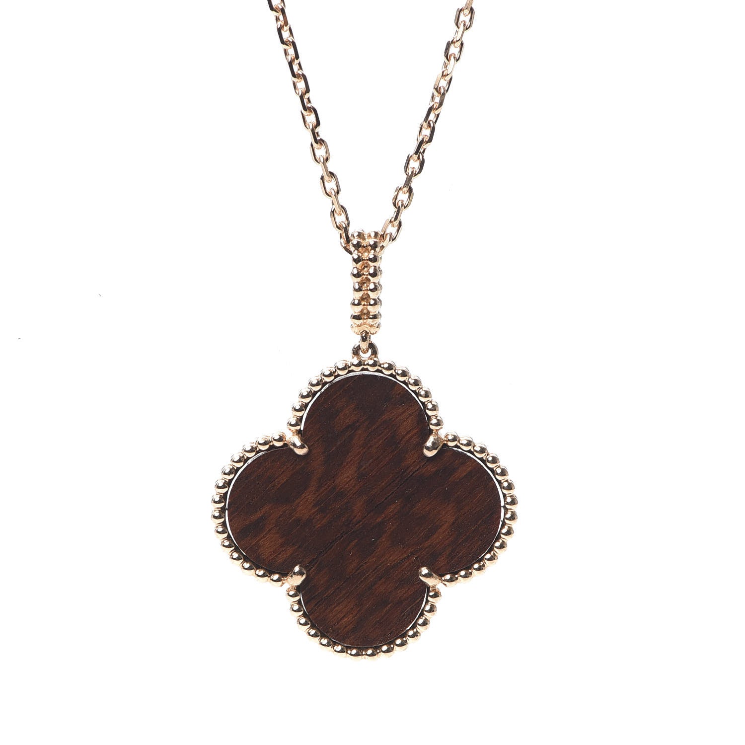 Van Cleef & Arpels 18K Rose Gold Letterwood Magic Alhambra Long Necklace 4 of 9