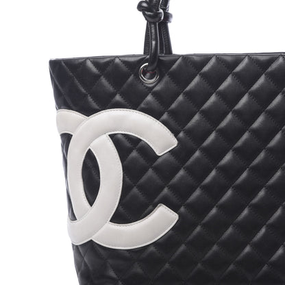 Chanel Calfskin Quilted Large Cambon Tote Black White 10 of 12