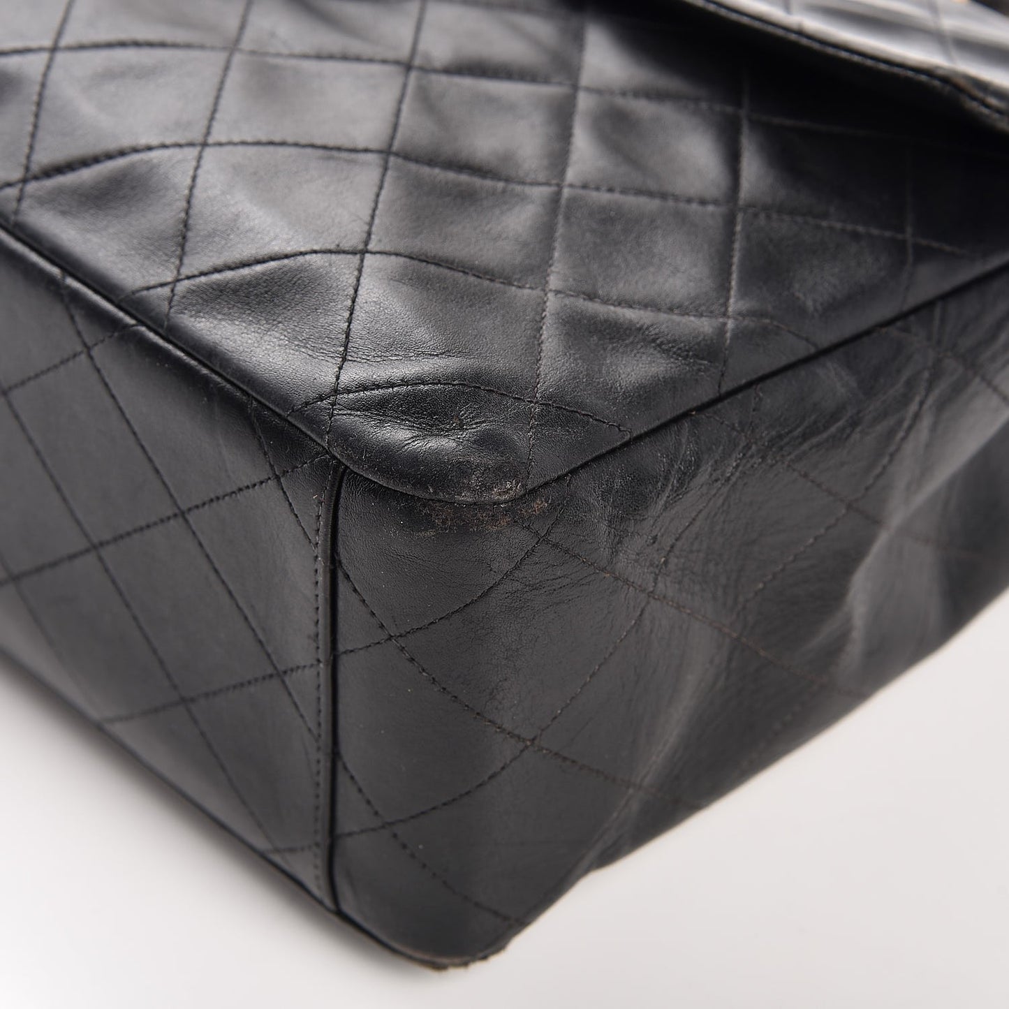 Lambskin Quilted XL Jumbo Single Flap Black
