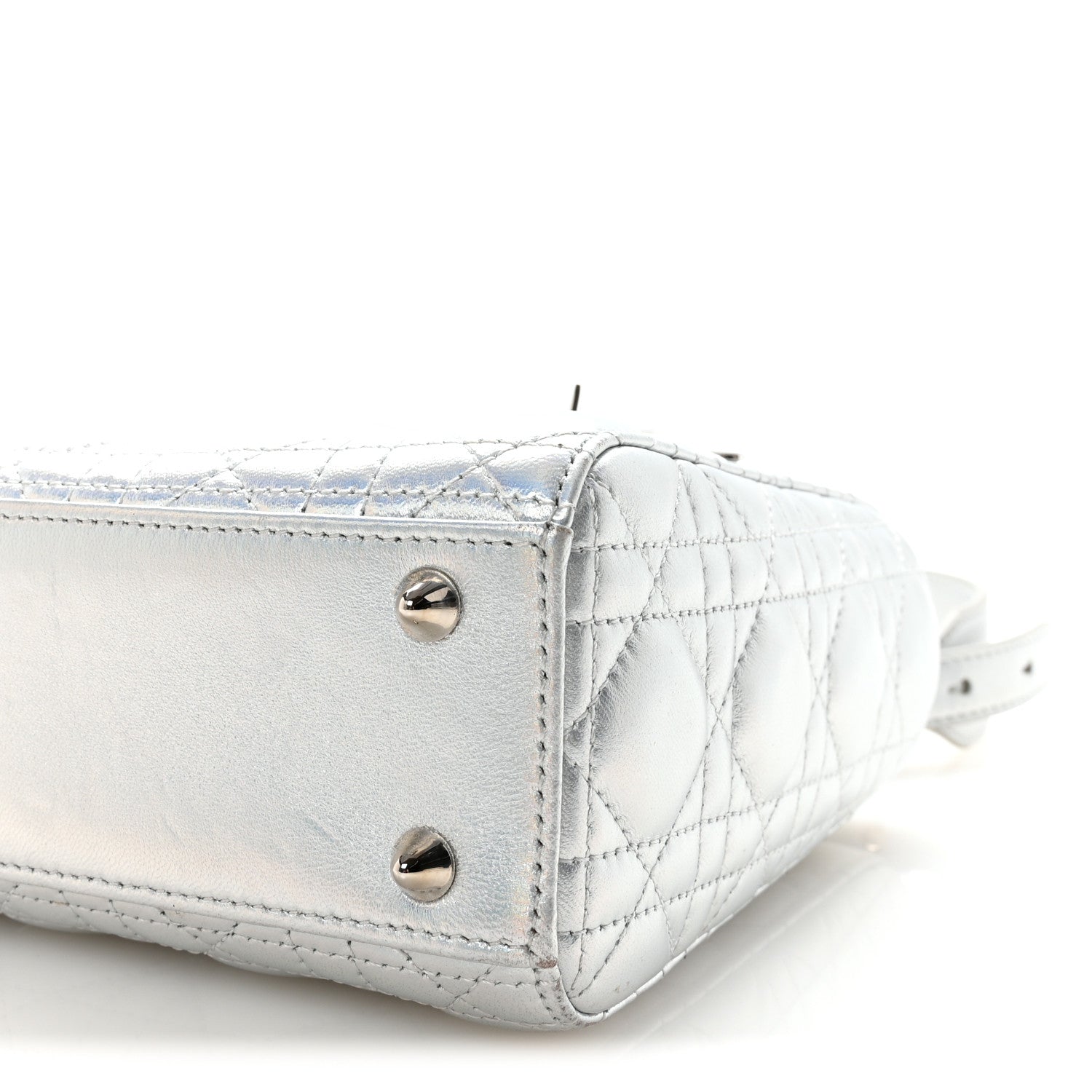 Christian Dior Iridescent Metallic Lambskin Cannage Small My ABCDior Lady Dior Silver 9 of 10