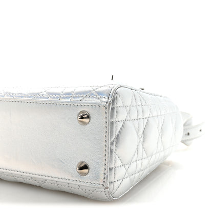 Christian Dior Iridescent Metallic Lambskin Cannage Small My ABCDior Lady Dior Silver 9 of 10