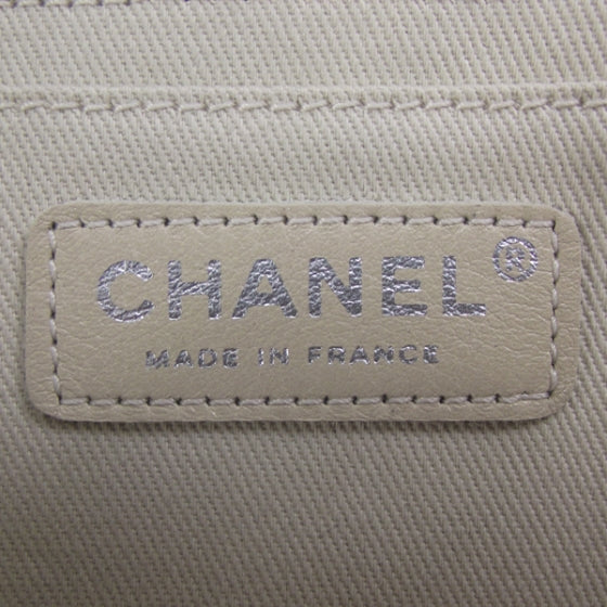 Calfskin Mirror CC Crackled Flap Silver