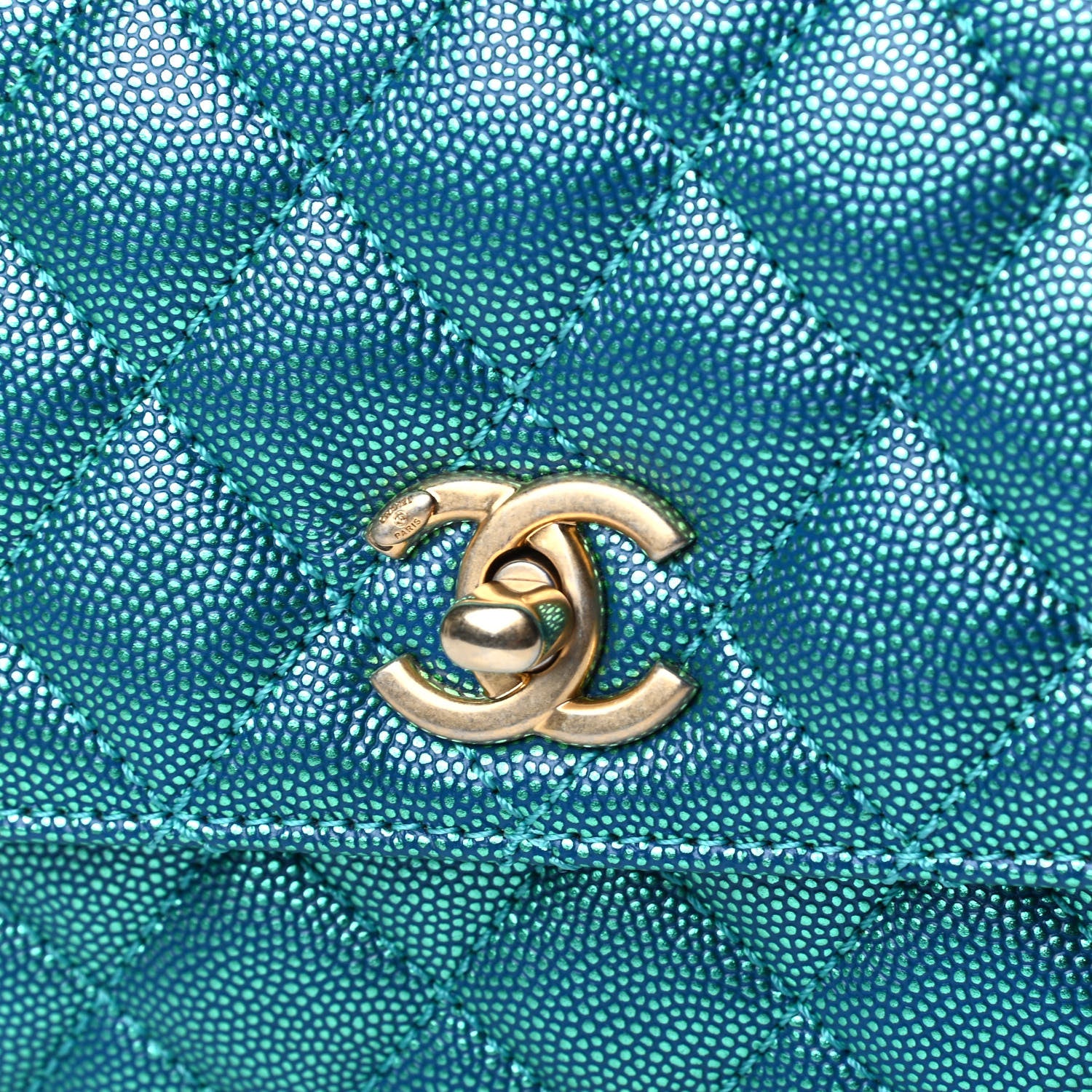 Chanel Metallic Caviar Quilted Mini Coco Handle Flap Blue 5 of 6