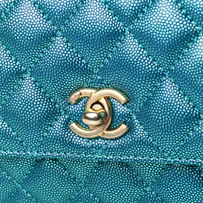 Chanel Metallic Caviar Quilted Mini Coco Handle Flap Blue 5 of 6