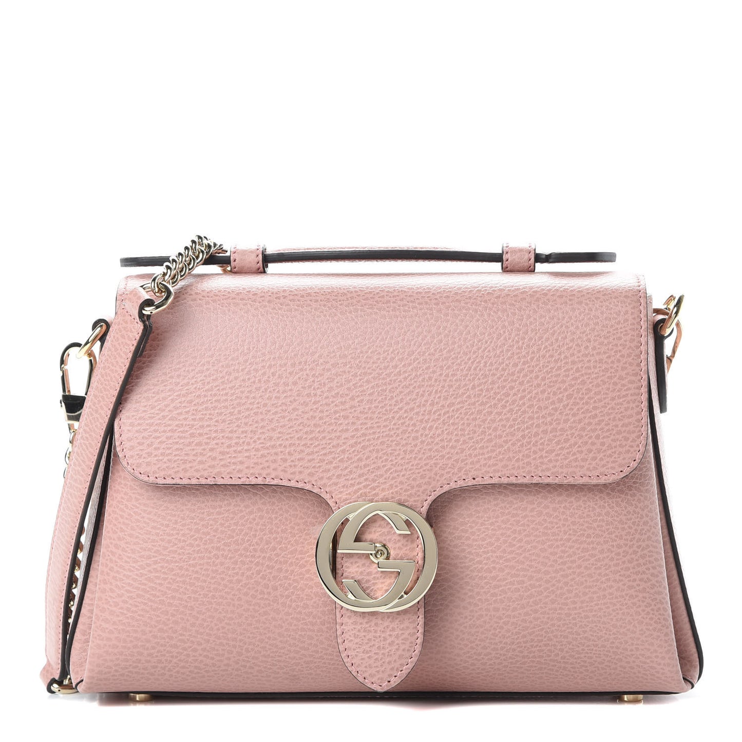 Dollar Calfskin Interlocking G Top Handle Shoulder Bag Soft Pink