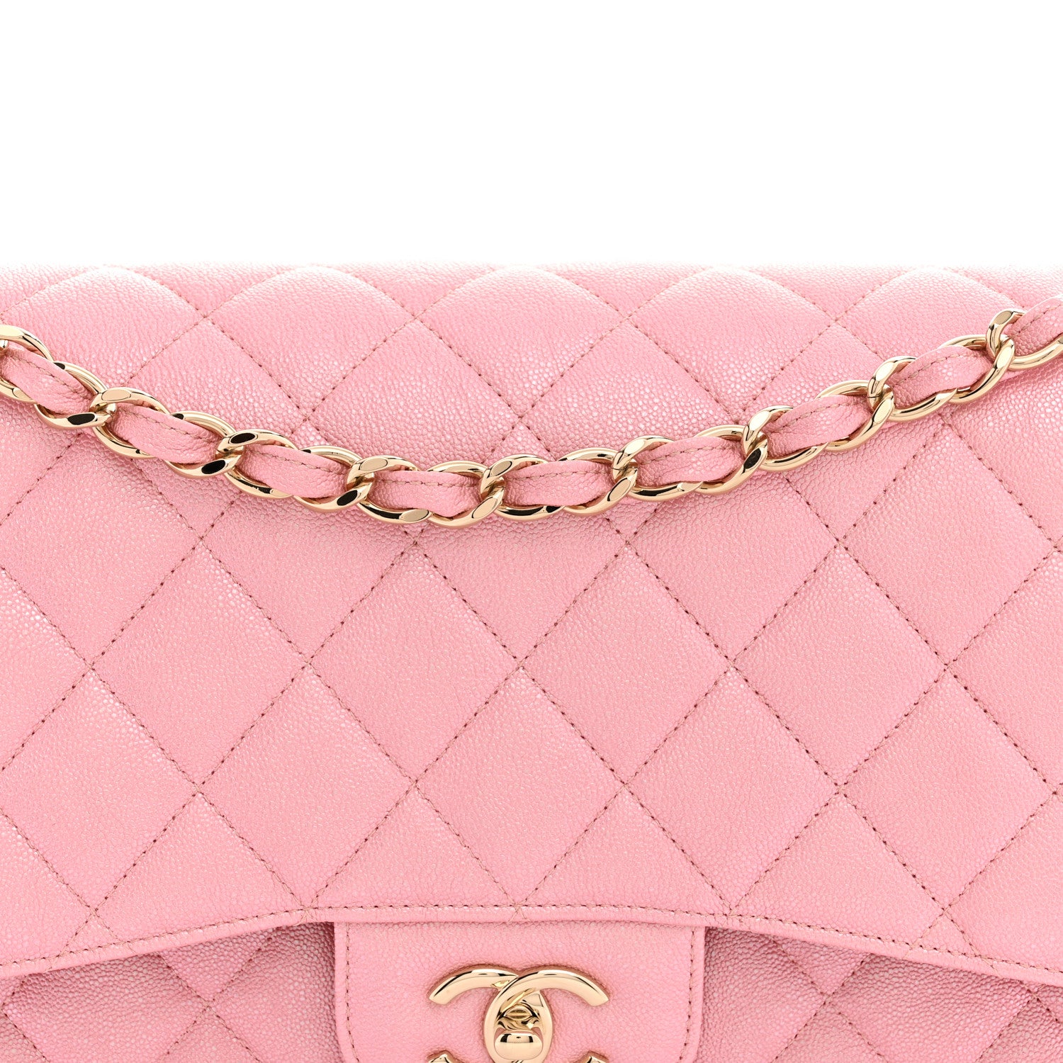 Chanel Iridescent Caviar Quilted Jumbo Double Flap Pink 7 of 10