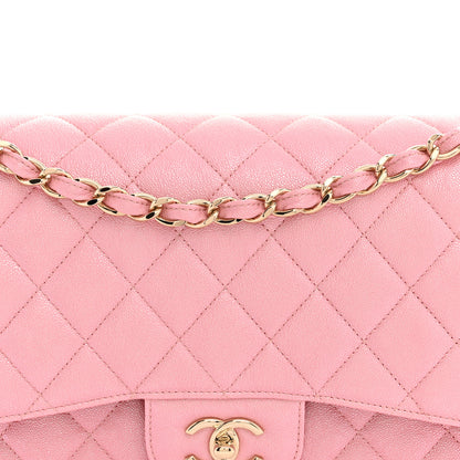Chanel Iridescent Caviar Quilted Jumbo Double Flap Pink 7 of 10